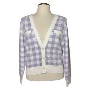Joie Gingham Lavender Pastel Spring Cardigan